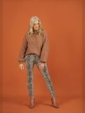 Tan Leopard-Print Skinny Pants