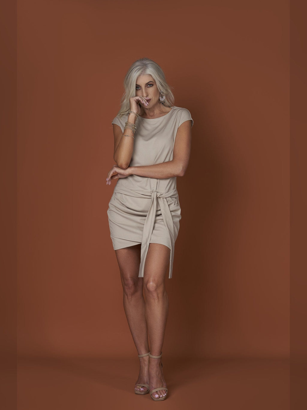 Ruched Tie-Front Dress