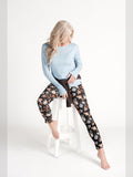 Black Floral Skinny Pants