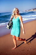Aqua Linen Summer Dress