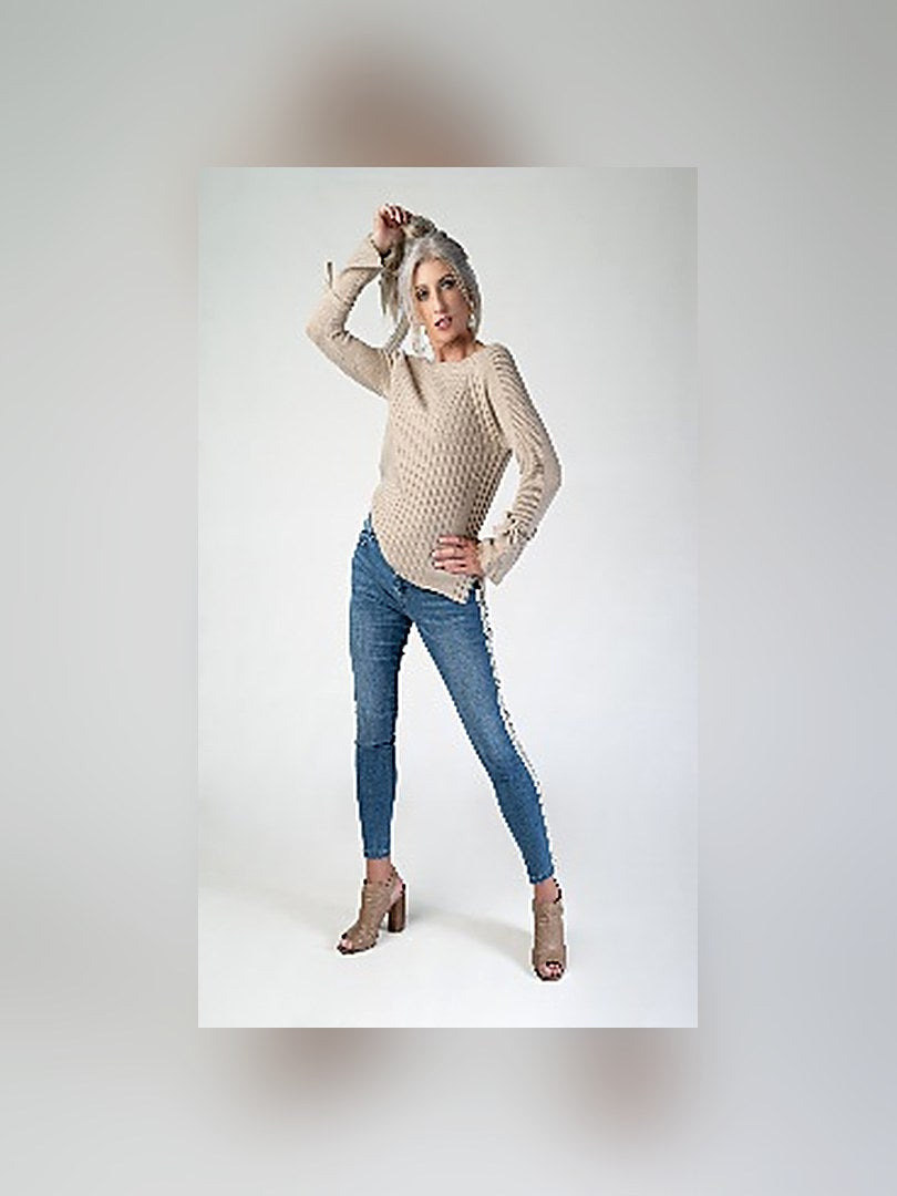 Oatmeal Open-Knit Sweater