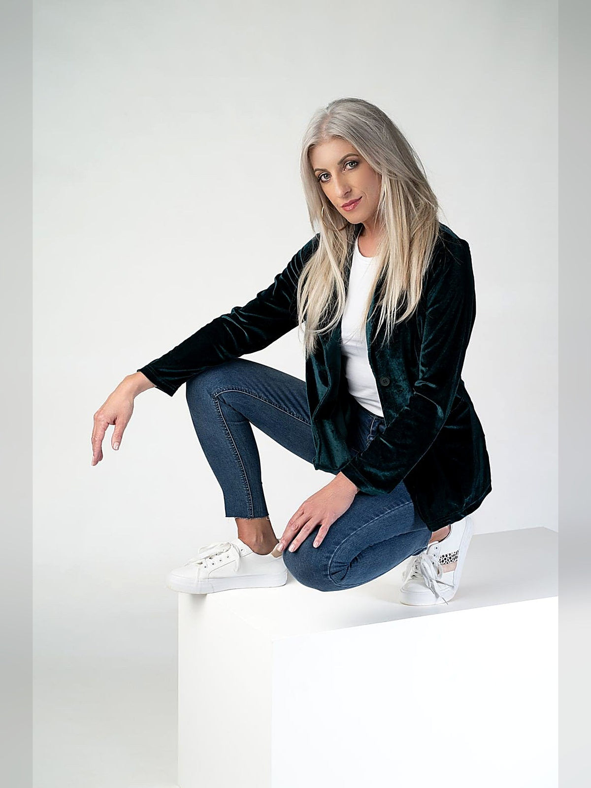 Dark Teal Velvet Blazer