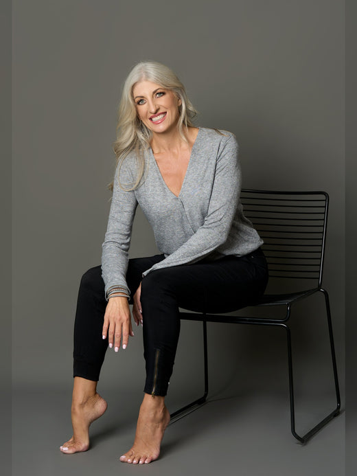 Grey Wrap-Front Cardigan Jacket